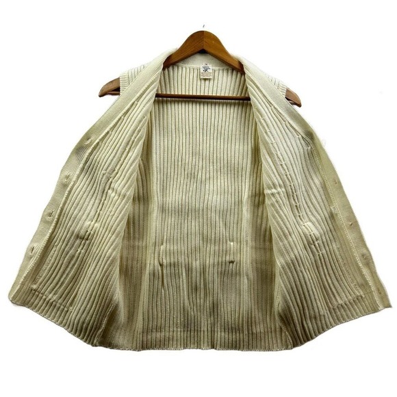 Fashion Wagon Vintage Sweater Vest Women XL Cream Belted Cable Knit Cottagecore - Picture 3 of 7